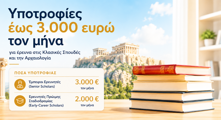 Υποτροφίες έως 3.000 ευρώ τον μήνα για έρευνα στις Κλασικές Σπουδές και την Αρχαιολογία
