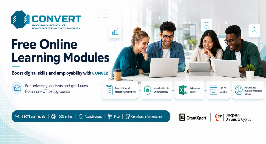 Δωρεάν online modules Ψηφιακών Δεξιοτήτων μέσω του Ευρωπαϊκού Έργου CONVERT | EUC