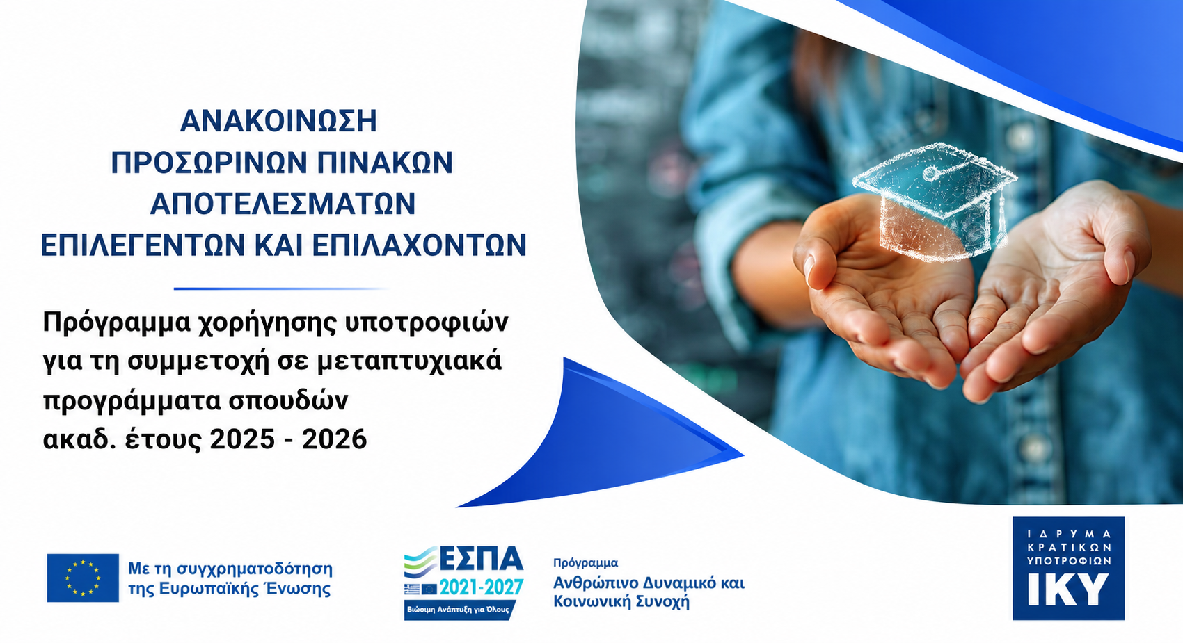 Υποτροφίες ΙΚΥ για Μεταπτυχιακές Σπουδές 2025-2026: Ανακοινώθηκαν οι προσωρινοί πίνακες αποτελεσμάτων