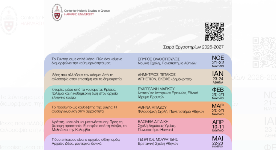Δωρεάν εργαστήρια από το Κέντρο Ελληνικών Σπουδών Ελλάδος Πανεπιστημίου του Harvard